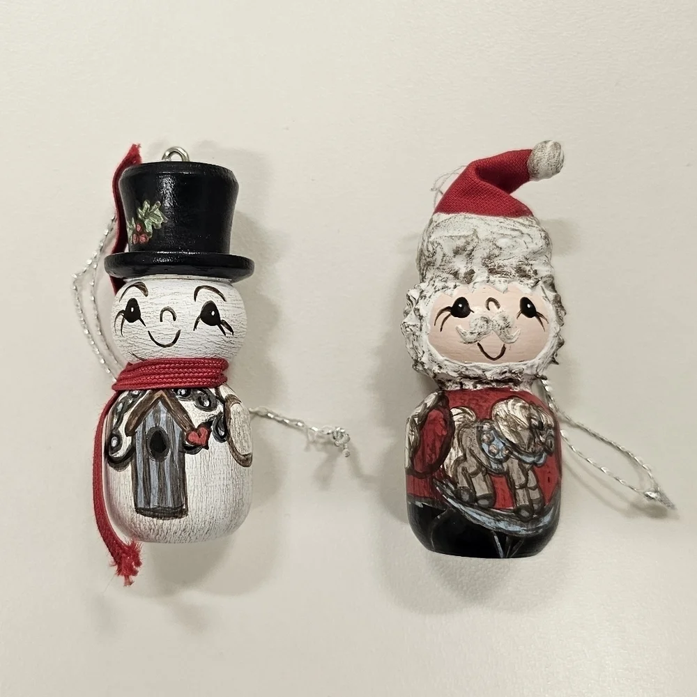 Vintage & RARE MMS Festive Snowman and Santa Ornaments (Qty. 2)